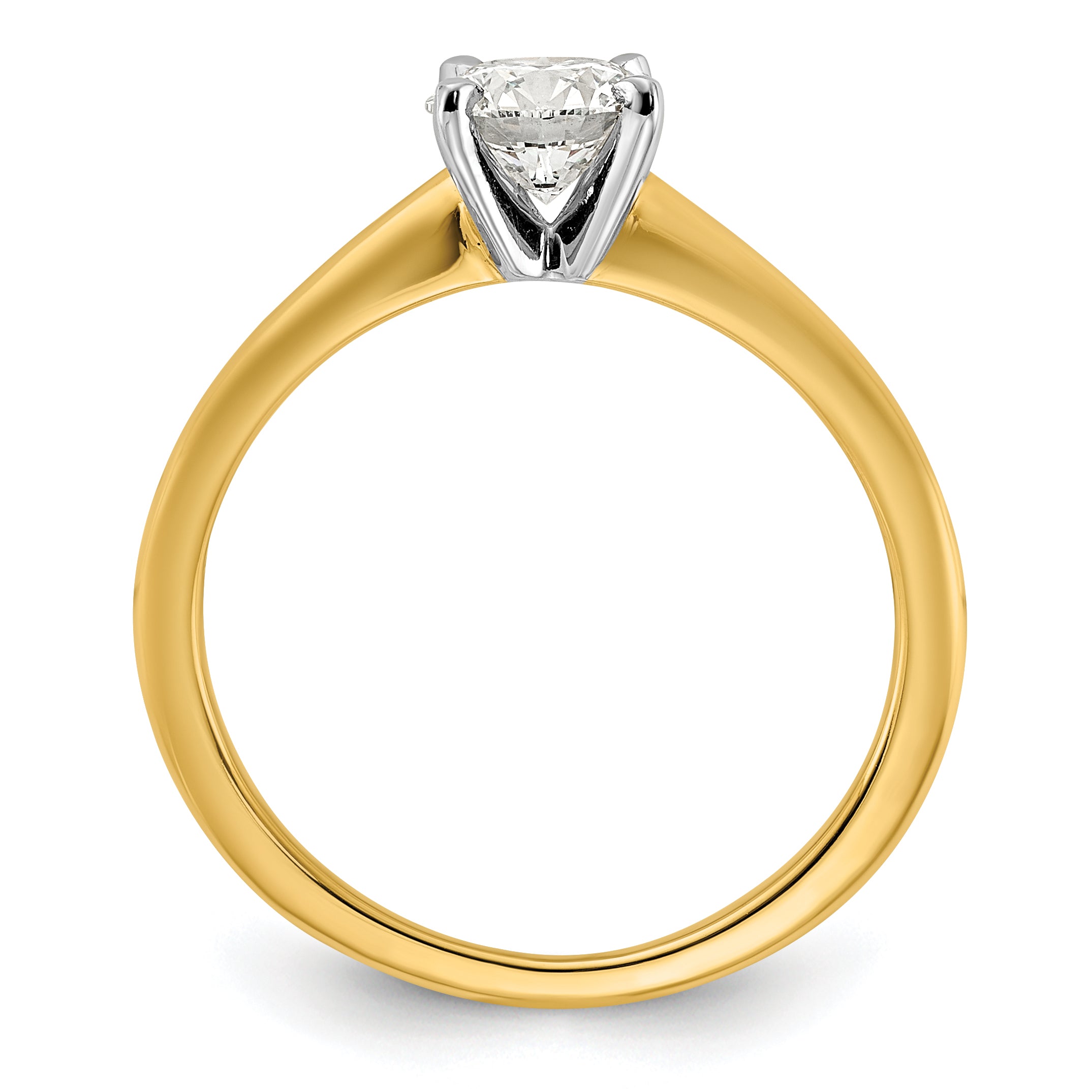 14k Two-Tone 3/4 carat Certified Lab Grown Diamond VS+ F+ Round Complete Solitaire Engagement Ring