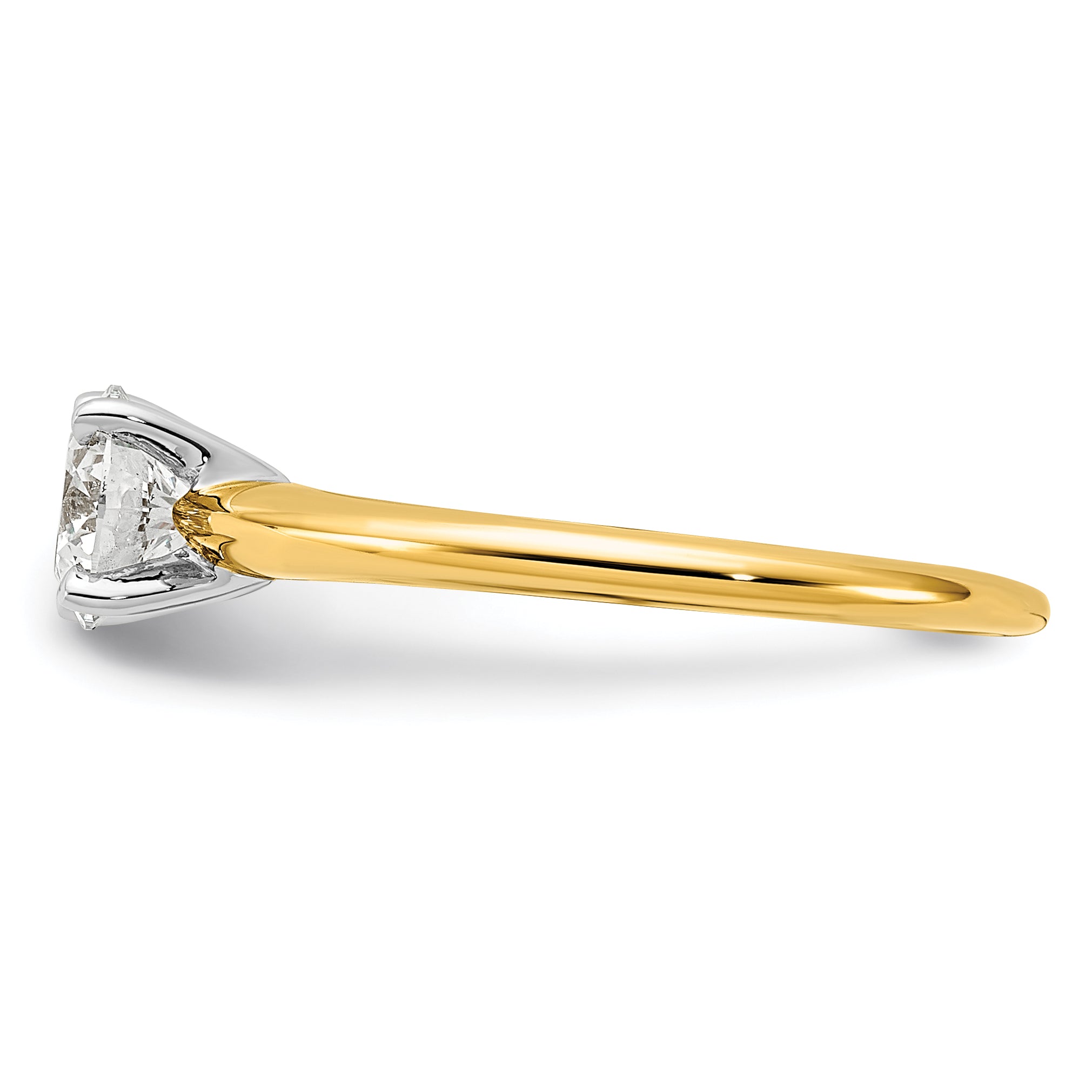 14k Two-Tone 3/4 carat Certified Lab Grown Diamond VS/SI+ G+ Round Complete Solitaire Engagement Ring