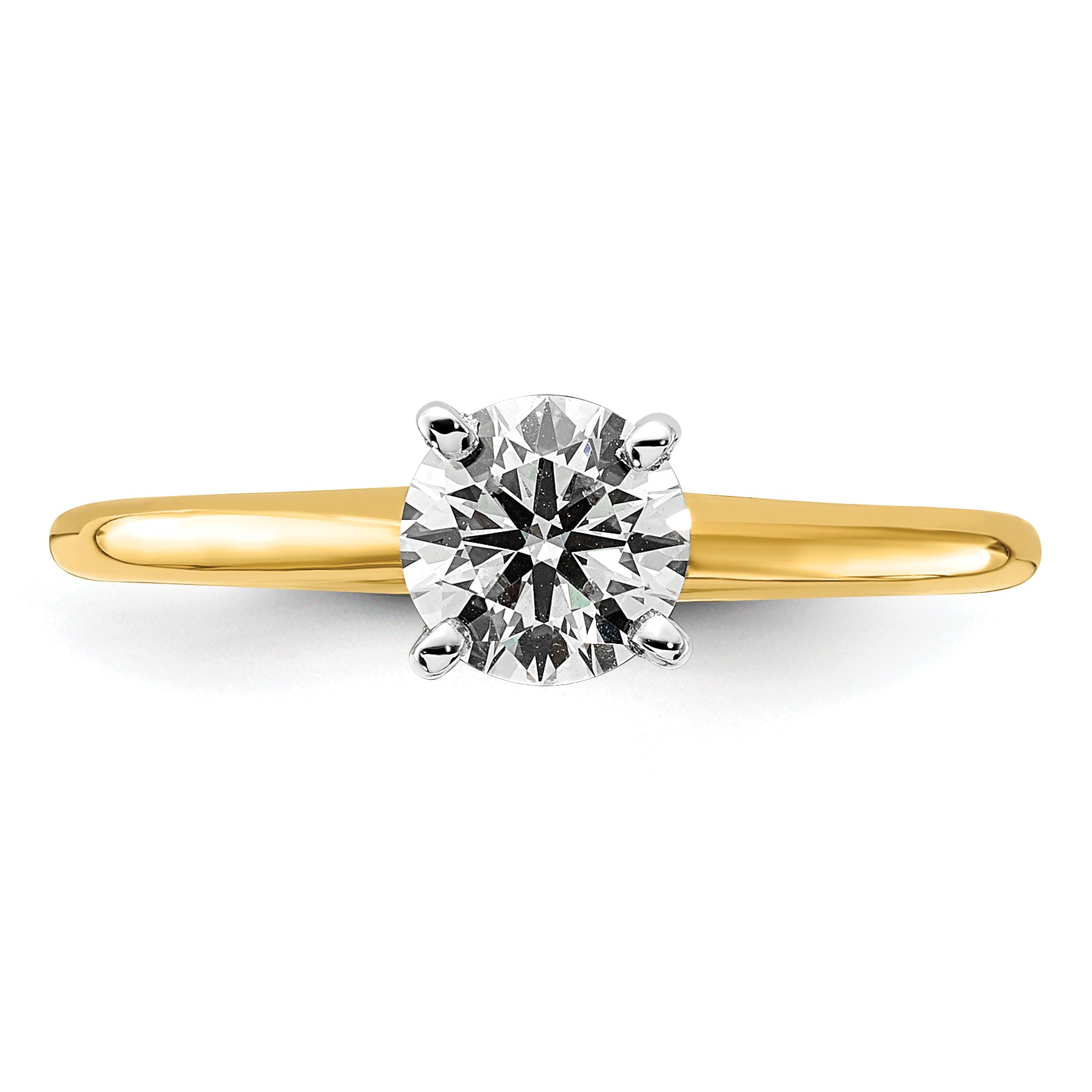 14k Two-Tone 3/4 carat Certified Lab Grown Diamond VS+ F+ Round Complete Solitaire Engagement Ring