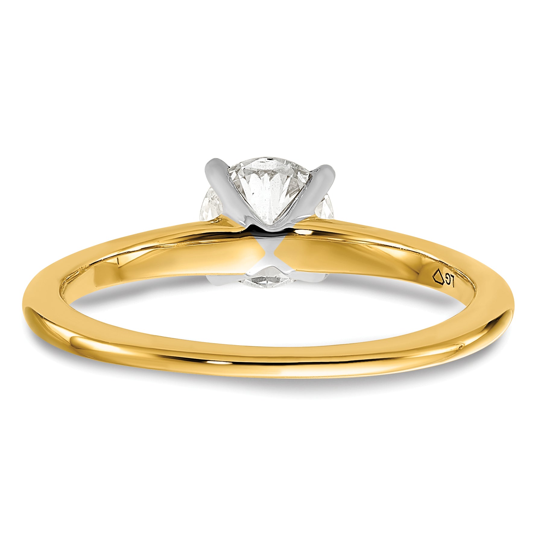 14k Two-Tone 3/4 carat Certified Lab Grown Diamond VS/SI+ G+ Round Complete Solitaire Engagement Ring