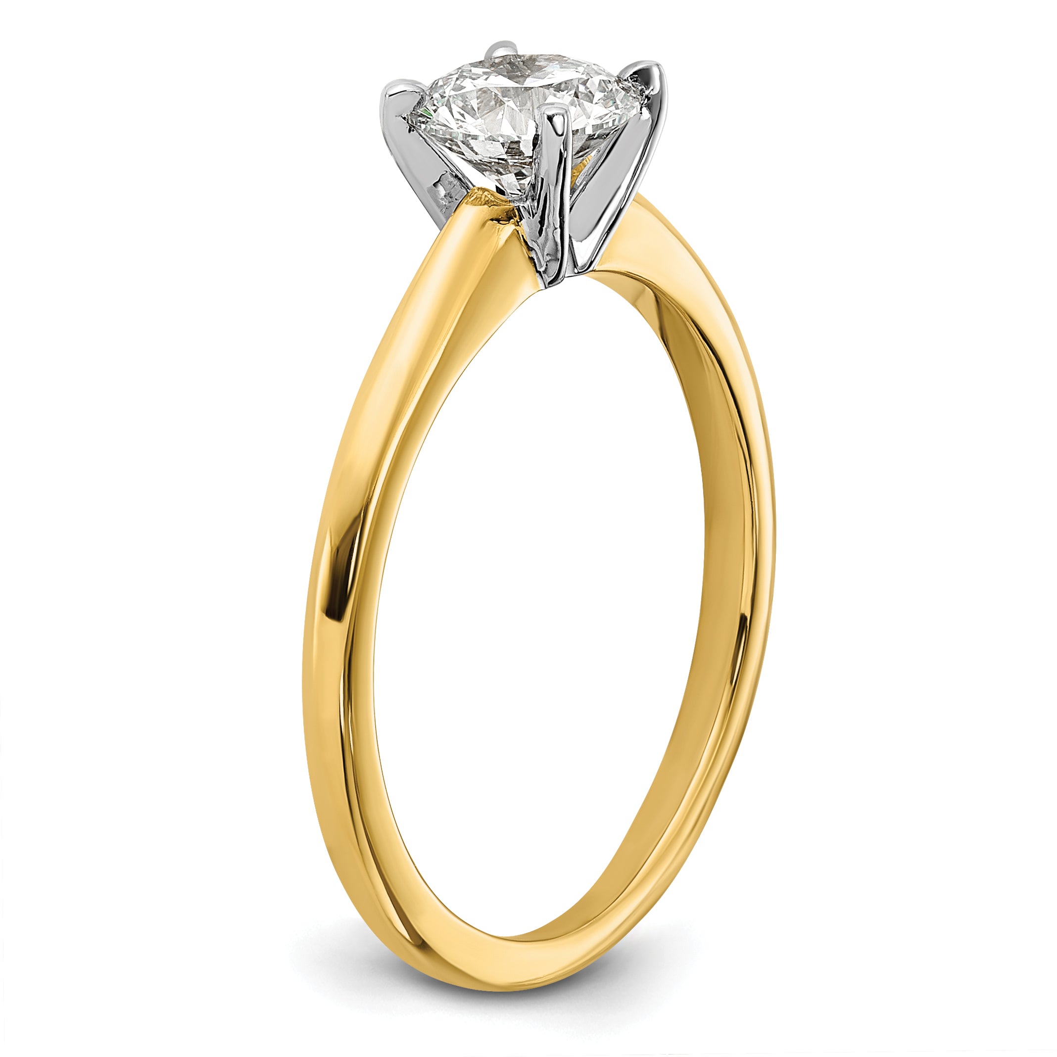 14k Two-Tone 3/4 carat Certified Lab Grown Diamond VS+ F+ Round Complete Solitaire Engagement Ring
