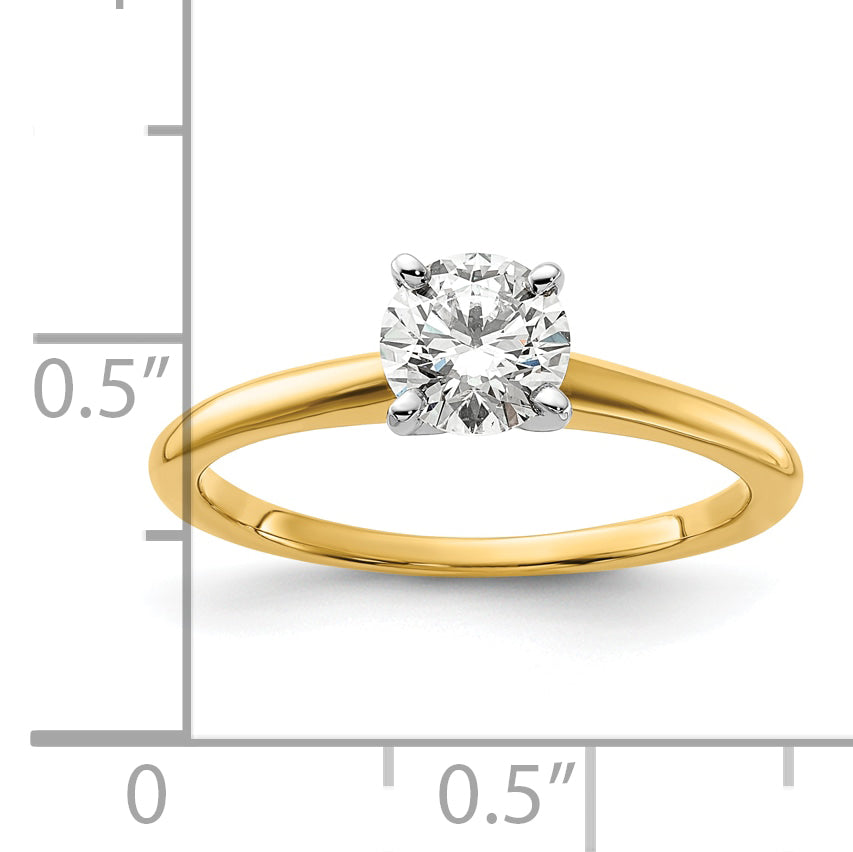 14k Two-Tone 3/4 carat Certified Lab Grown Diamond VS+ F+ Round Complete Solitaire Engagement Ring