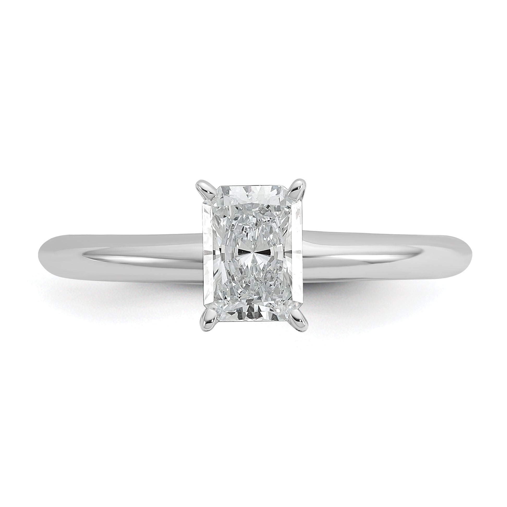 14k White Gold 3/4 carat Certified Lab Grown Diamond VS/SI+ G+ Radiant Solitare Complete Engagement Ring