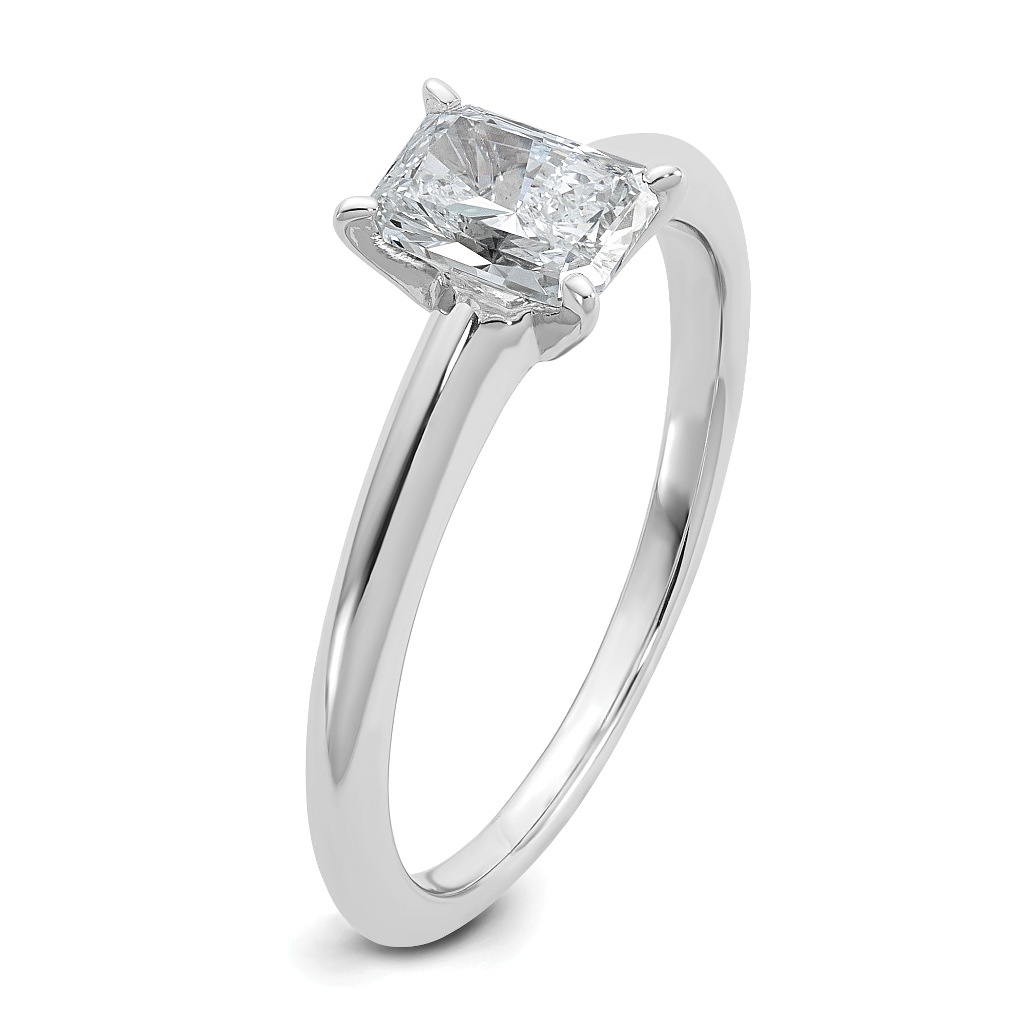 14k White Gold 3/4 carat Certified Lab Grown Diamond VS/SI+ G+ Radiant Solitare Complete Engagement Ring