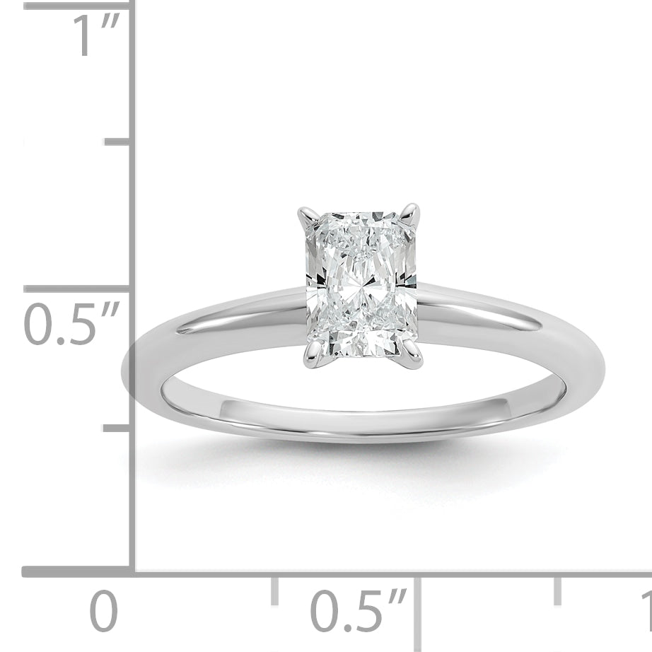 14k White Gold 3/4 carat Certified Lab Grown Diamond VS/SI+ G+ Radiant Solitare Complete Engagement Ring