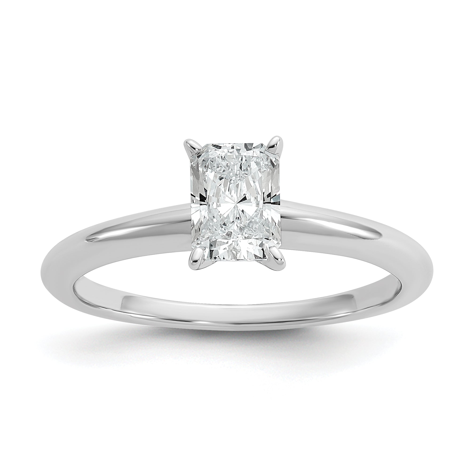 14k White Gold 3/4 carat Certified Lab Grown Diamond VS/SI+ G+ Radiant Solitare Complete Engagement Ring