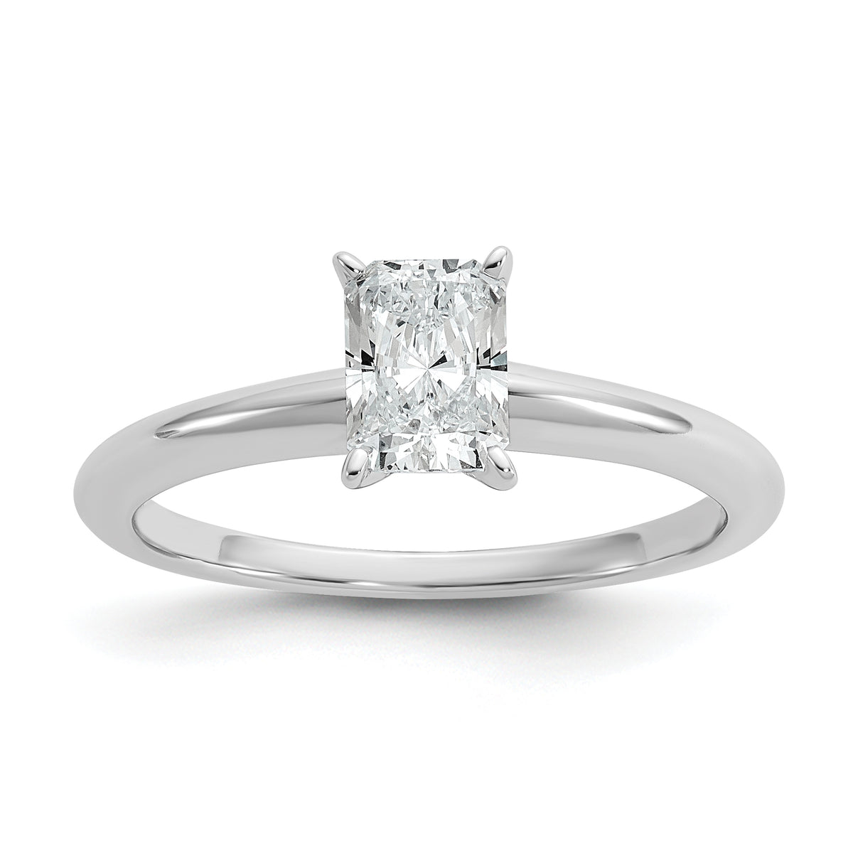 14k White Gold 3/4 carat Certified Lab Grown Diamond VS/SI+ G+ Radiant Solitare Complete Engagement Ring