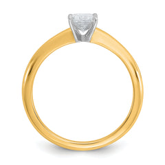 14k Two-tone 3/4 carat Certified Lab Grown Diamond VS/SI+ G+ Radiant Solitare Complete Engagement Ring
