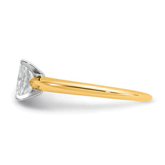 14k Two-tone 3/4 carat Certified Lab Grown Diamond VS/SI+ G+ Radiant Solitare Complete Engagement Ring