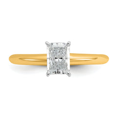 14k Two-tone 3/4 carat Certified Lab Grown Diamond VS/SI+ G+ Radiant Solitare Complete Engagement Ring