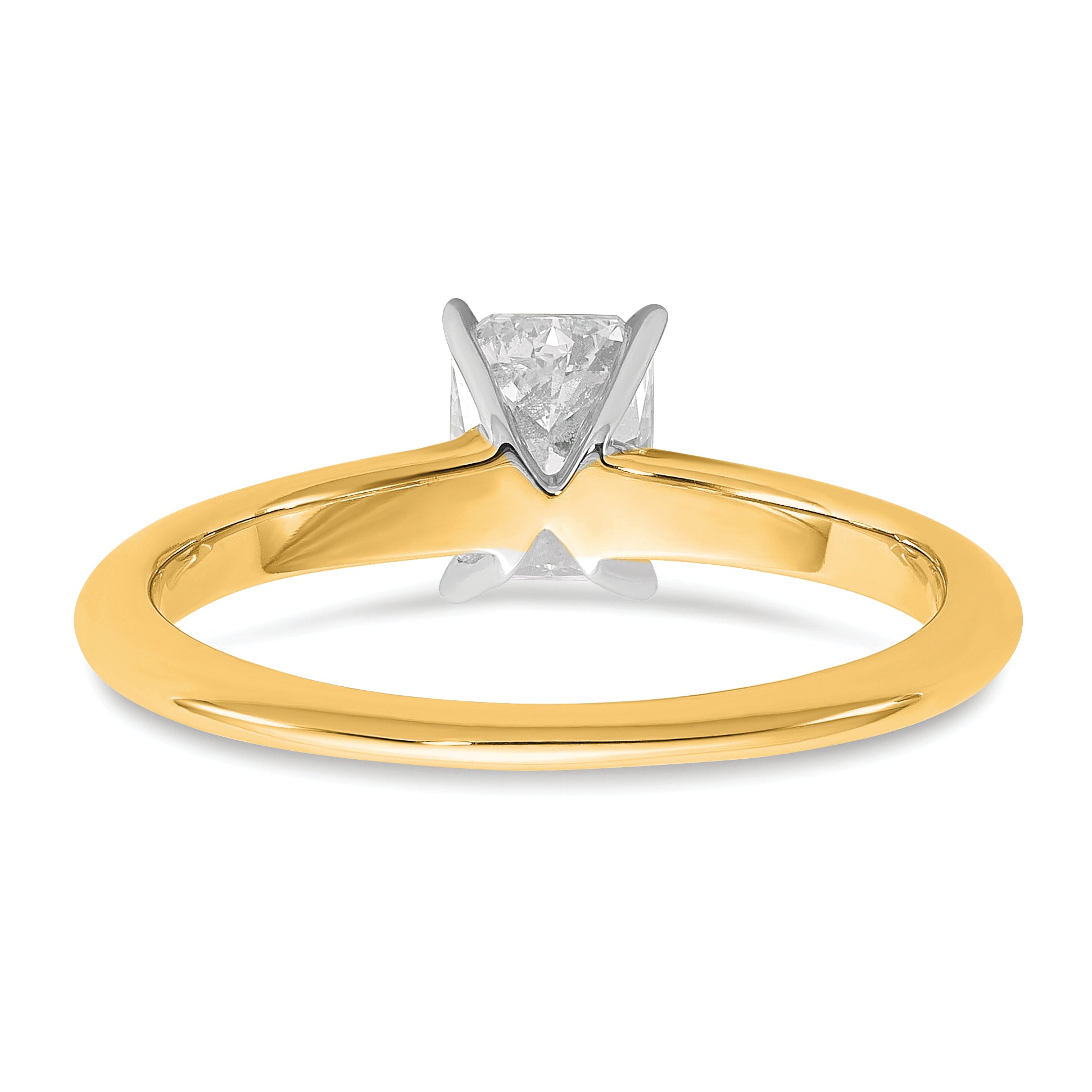14k Two-tone 3/4 carat Certified Lab Grown Diamond VS/SI+ G+ Radiant Solitare Complete Engagement Ring