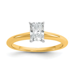 14k Two-tone 3/4 carat Certified Lab Grown Diamond VS/SI+ G+ Radiant Solitare Complete Engagement Ring