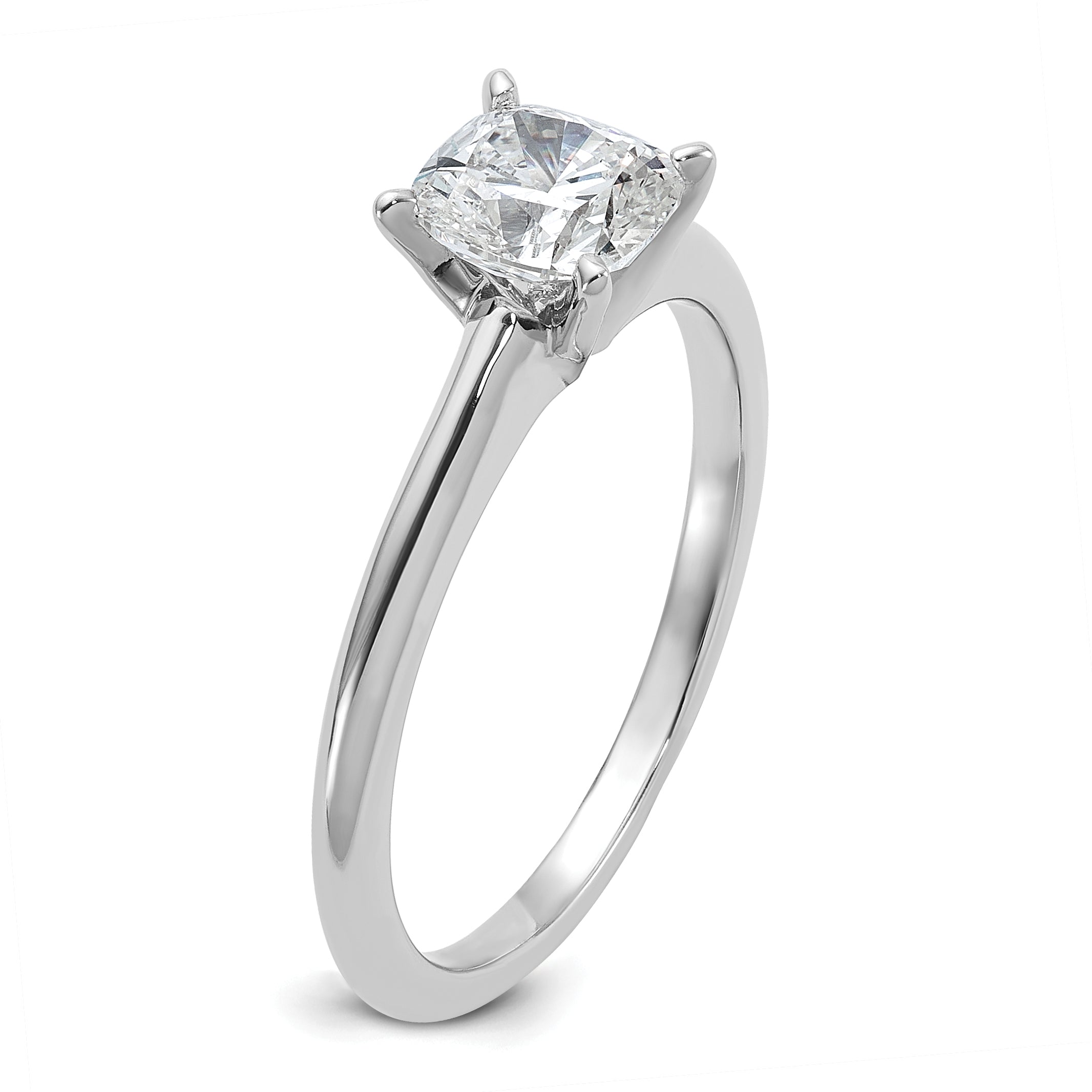 14k Two-tone 1 carat Certified Lab Grown Diamond VS+ F+ Cushion Complete Solitare Engagement Ring