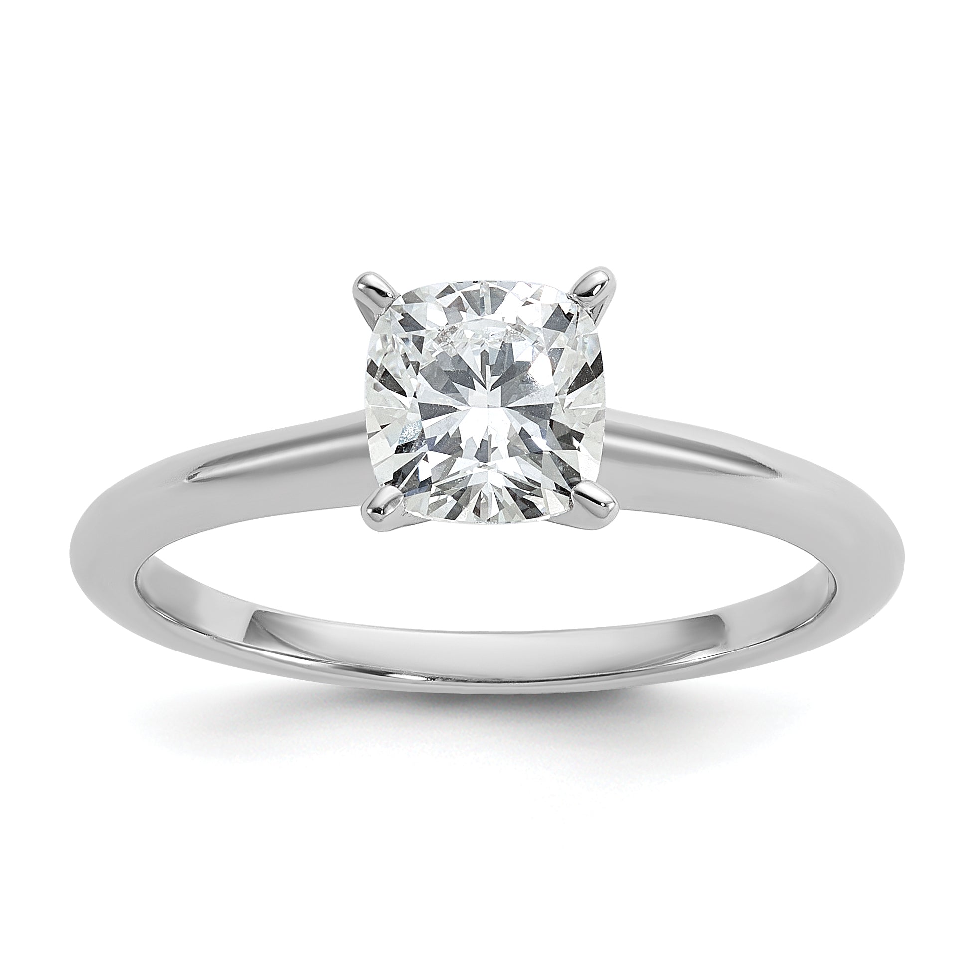 14k Two-tone 1 carat Certified Lab Grown Diamond VS+ F+ Cushion Complete Solitare Engagement Ring