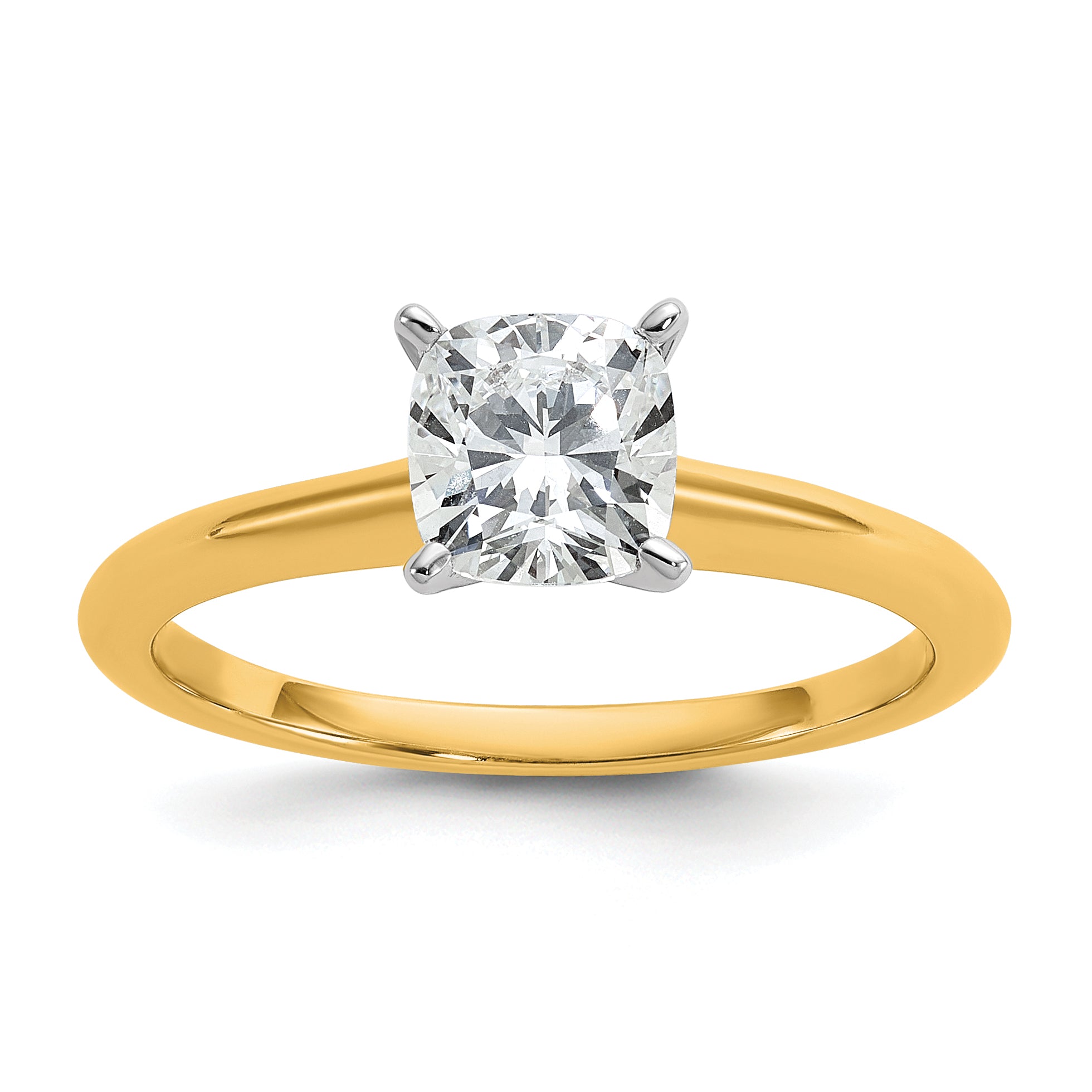 14k White Gold 3/4 carat Certified Lab Grown Diamond VS+ F+ Cushion Complete Solitare Engagement Ring