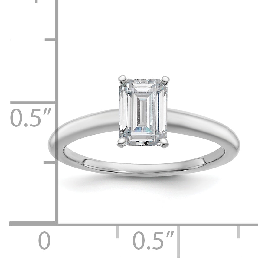 14k White Gold 1 carat Certified Lab Grown Diamond VS/SI+ G+ Emerald Solitare Complete Engagement Ring