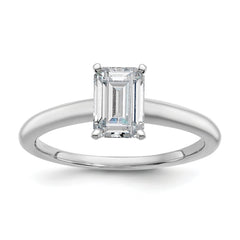 14k White Gold 1 carat Certified Lab Grown Diamond VS+ F+ Emerald Solitare Complete Engagement Ring