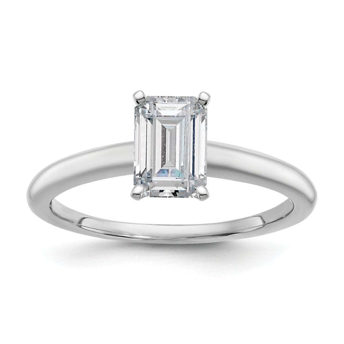 14k White Gold 1 carat Certified Lab Grown Diamond VS/SI+ G+ Emerald Solitare Complete Engagement Ring