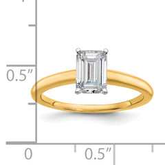 14k Two-tone 1 carat Certified Lab Grown Diamond VS+ F+ Emerald Solitare Complete Engagement Ring