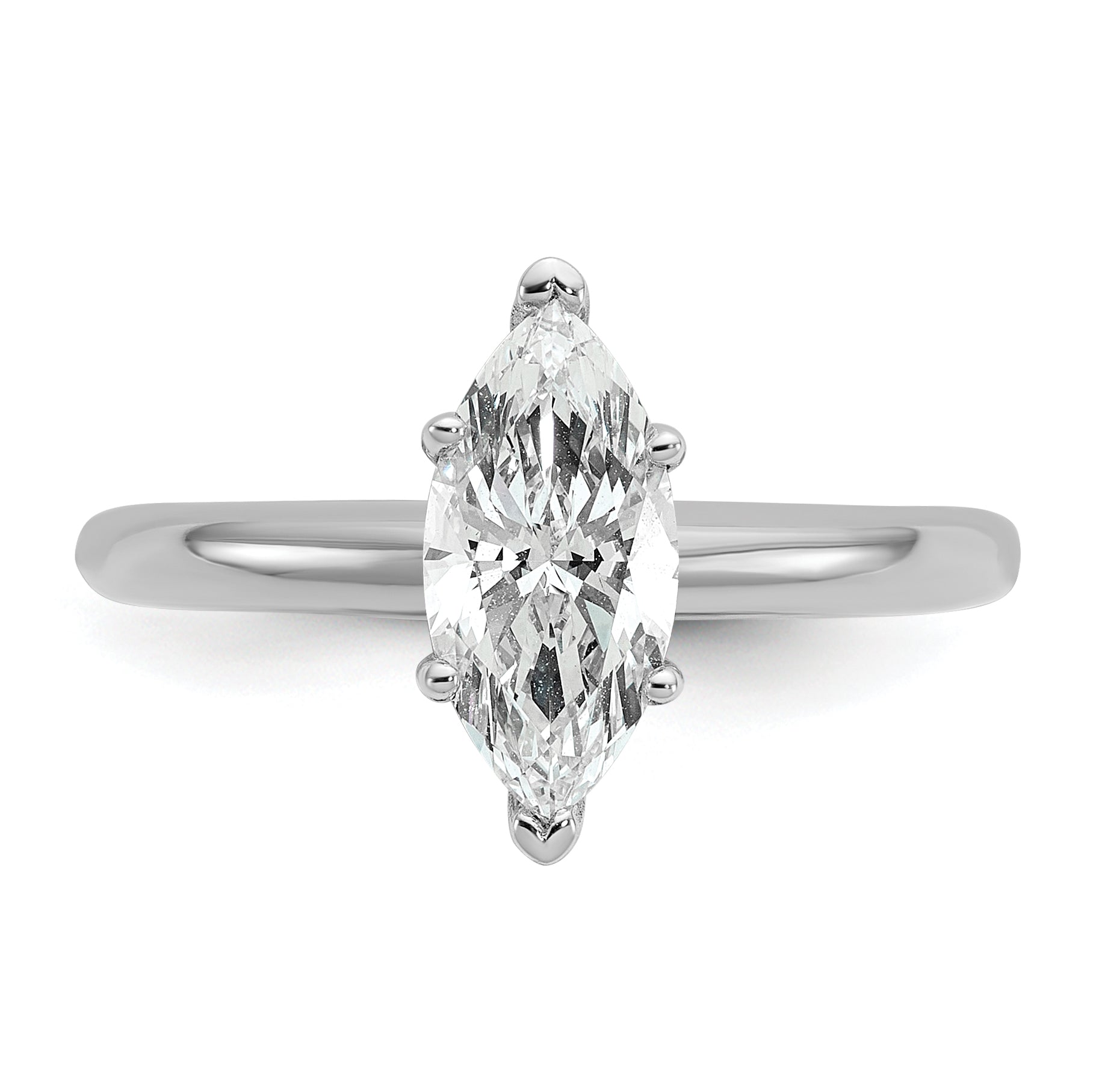 14k White Gold 1 carat Certified Lab Grown Diamond VS+ F+ Marquise Solitare Complete Engagement Ring