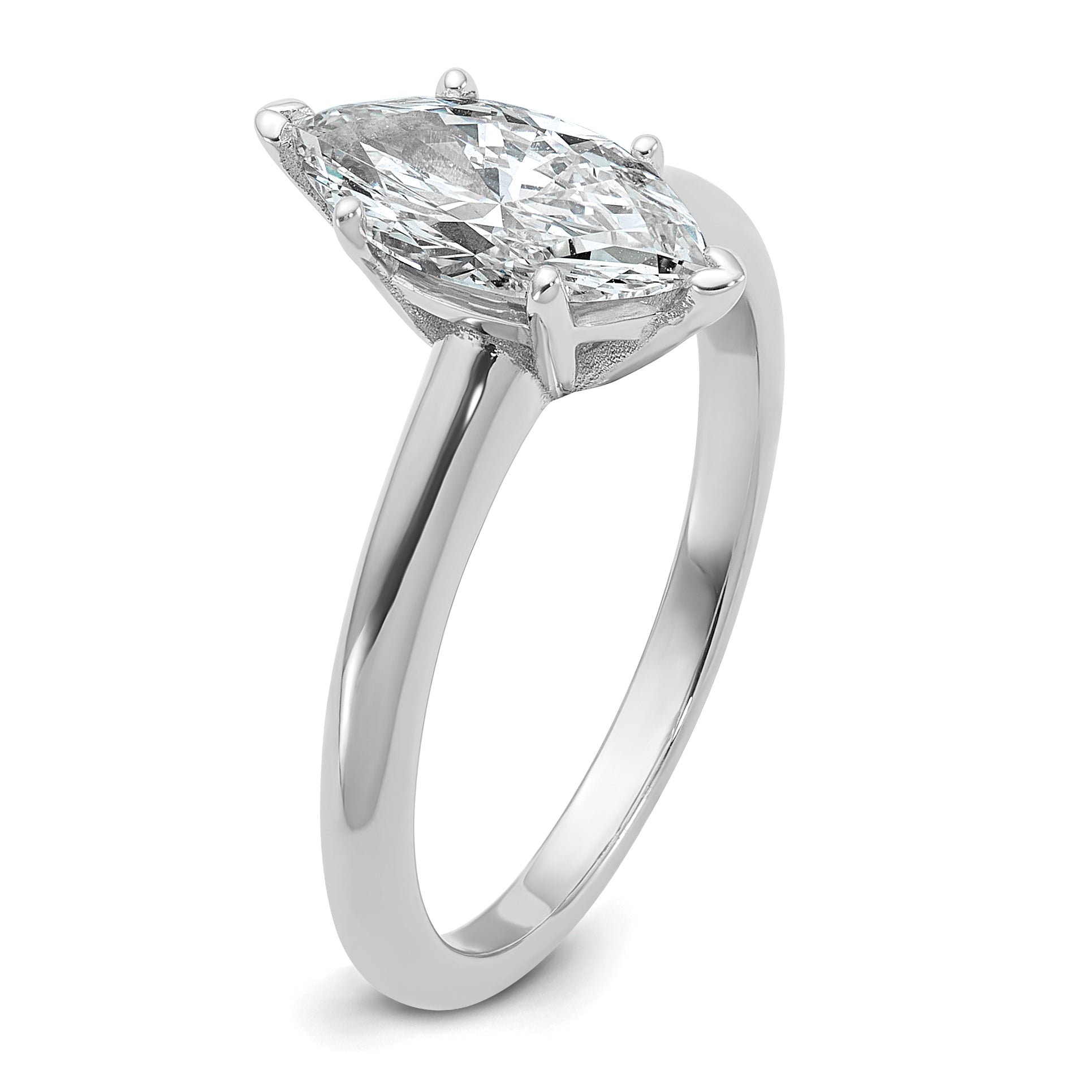 14k White Gold 1 carat Lab Grown Diamond VS+ F+ Marquise Solitare Complete Engagement Ring