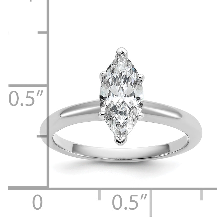 14k White Gold 1 carat Lab Grown Diamond VS+ F+ Marquise Solitare Complete Engagement Ring