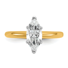 14k Two-tone 1 carat Certified Lab Grown Diamond VS+ F+ Marquise Solitare Complete Engagement Ring