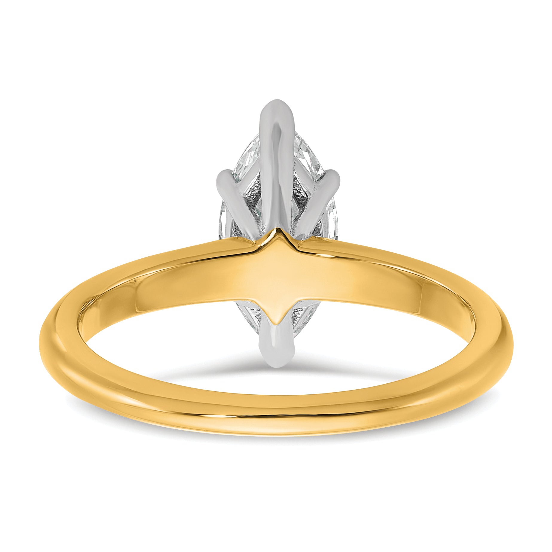 14k Two-tone 1 carat Certified Lab Grown Diamond VS+ F+ Marquise Solitare Complete Engagement Ring