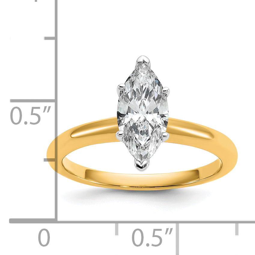 14k Two-tone 1 carat Certified Lab Grown Diamond VS+ F+ Marquise Solitare Complete Engagement Ring