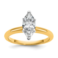 14k Two-tone 1 carat Certified Lab Grown Diamond VS+ F+ Marquise Solitare Complete Engagement Ring