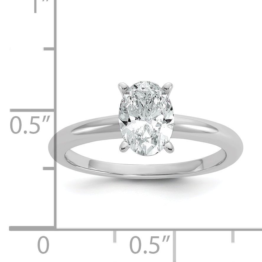 14k White Gold 1 carat Lab Grown Diamond VS+ F+ Oval Complete Solitaire Engagement Ring