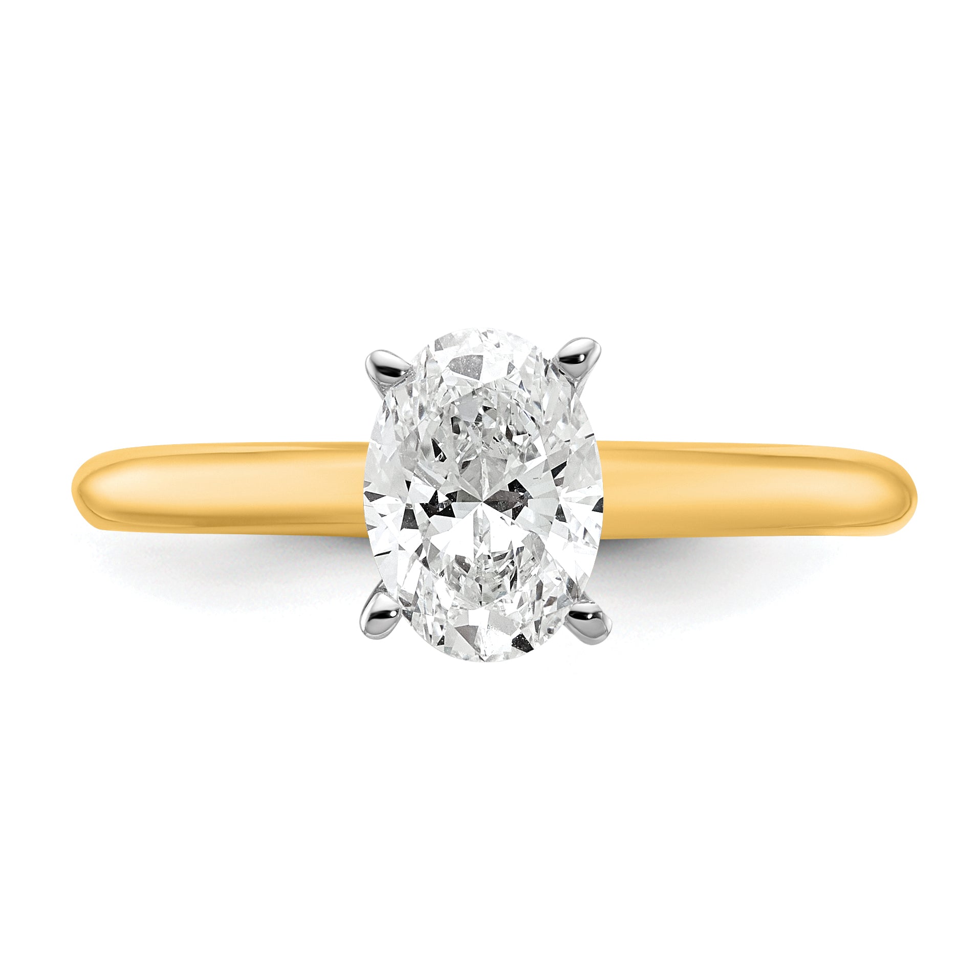 14k Two-Tone 1 carat Certified Lab Grown Diamond VS+ F+ Oval Complete Solitaire Engagement Ring