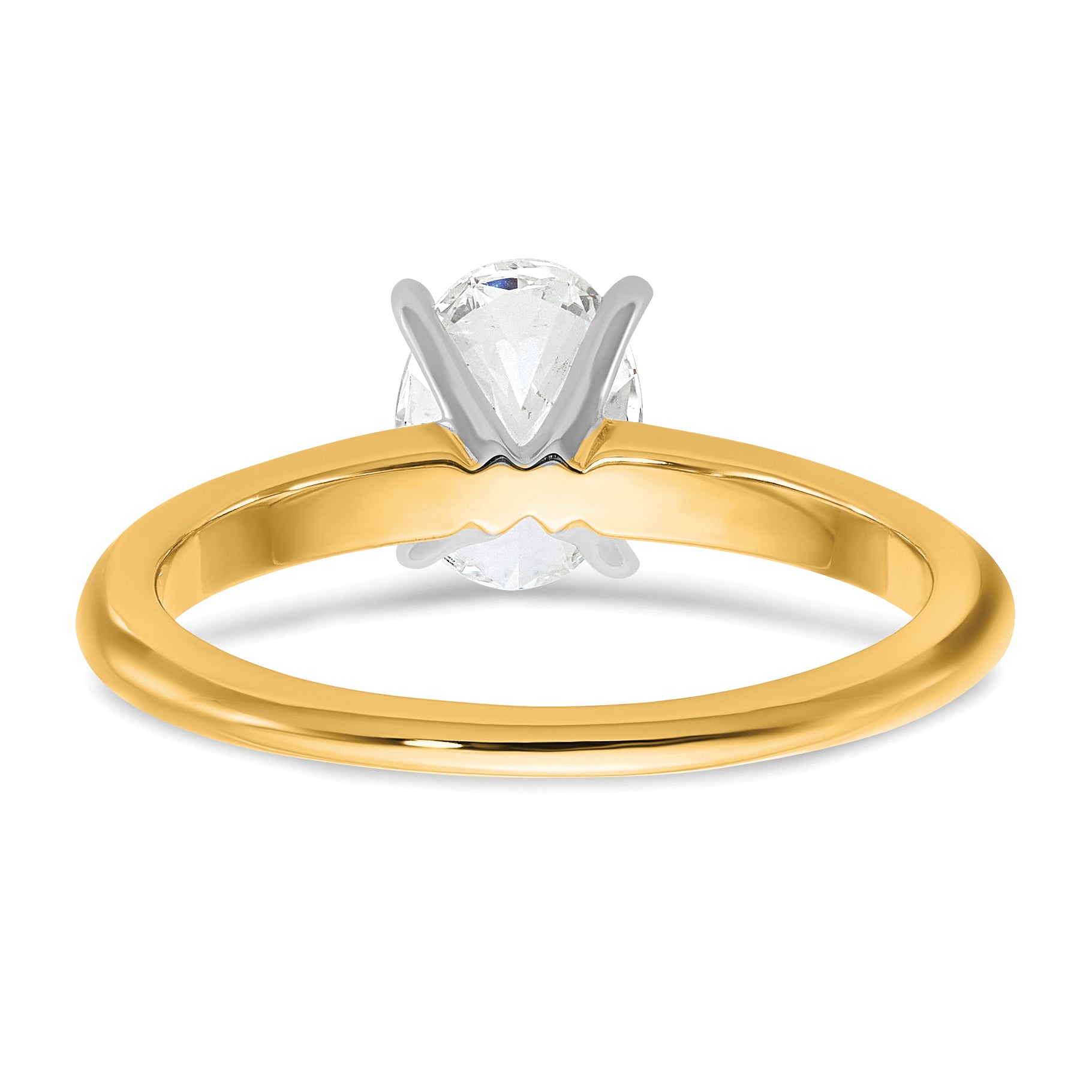 14k Two-Tone 1 carat Certified Lab Grown Diamond VS+ F+ Oval Complete Solitaire Engagement Ring