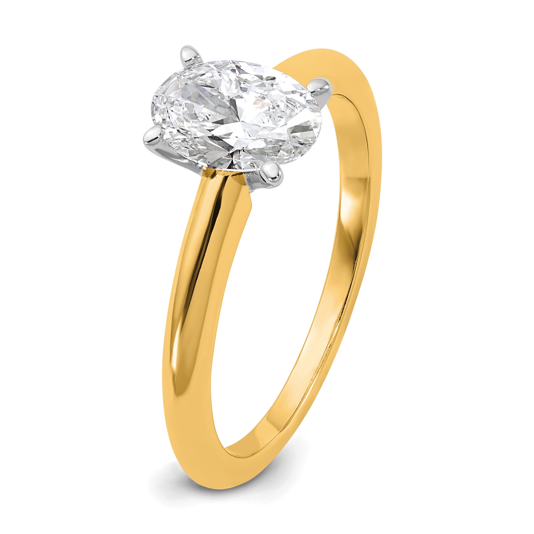 14k Two-Tone 1 carat Certified Lab Grown Diamond VS+ F+ Oval Complete Solitaire Engagement Ring