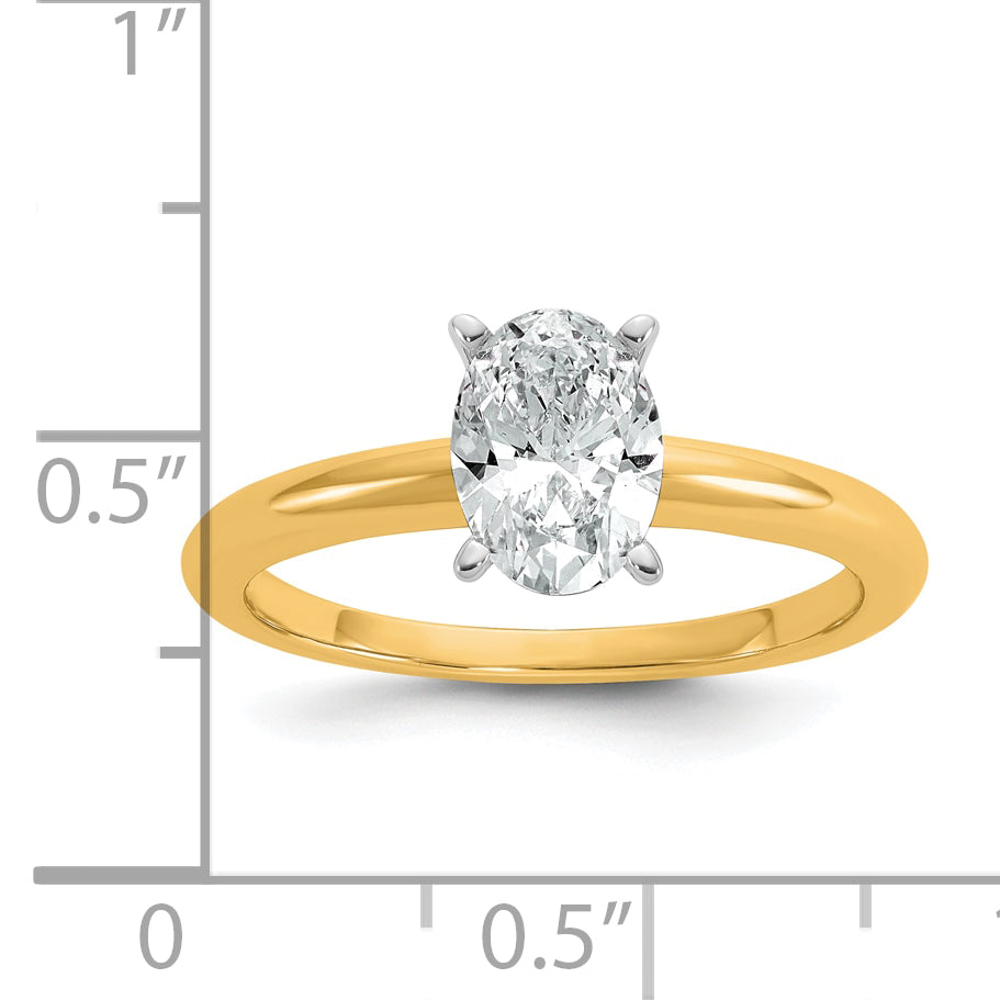 14k Two-Tone 1 carat Certified Lab Grown Diamond VS+ F+ Oval Complete Solitaire Engagement Ring