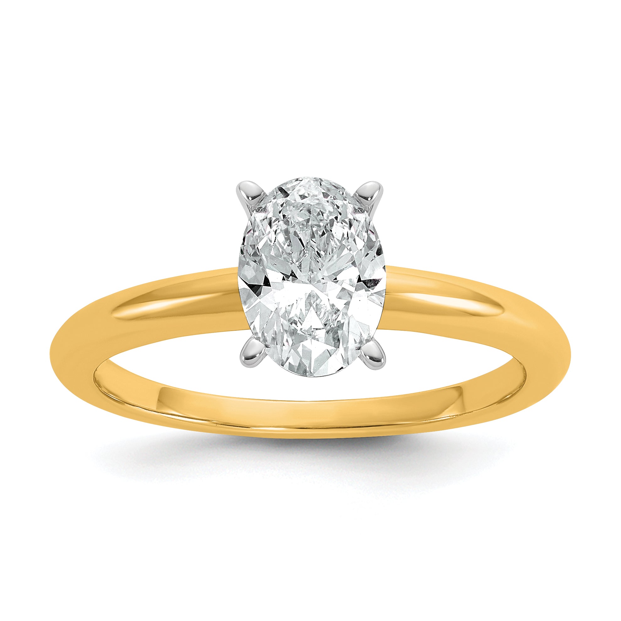 14k Two-Tone 1 carat Lab Grown Diamond VS+ F+ Oval Complete Solitaire Engagement Ring
