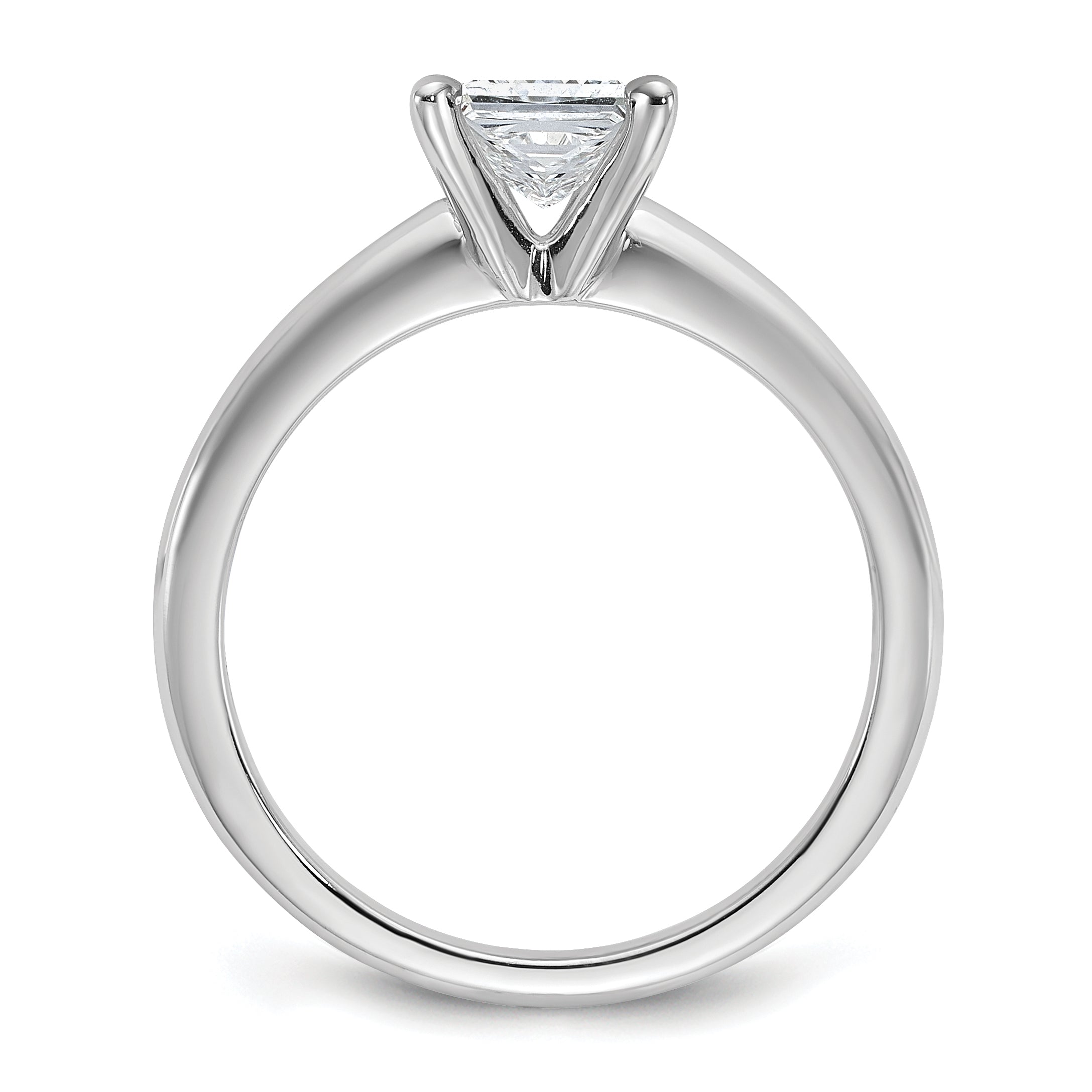 14k White Gold 1 carat Lab Grown Diamond VS+ F+ Princess Complete Solitare Engagement Ring