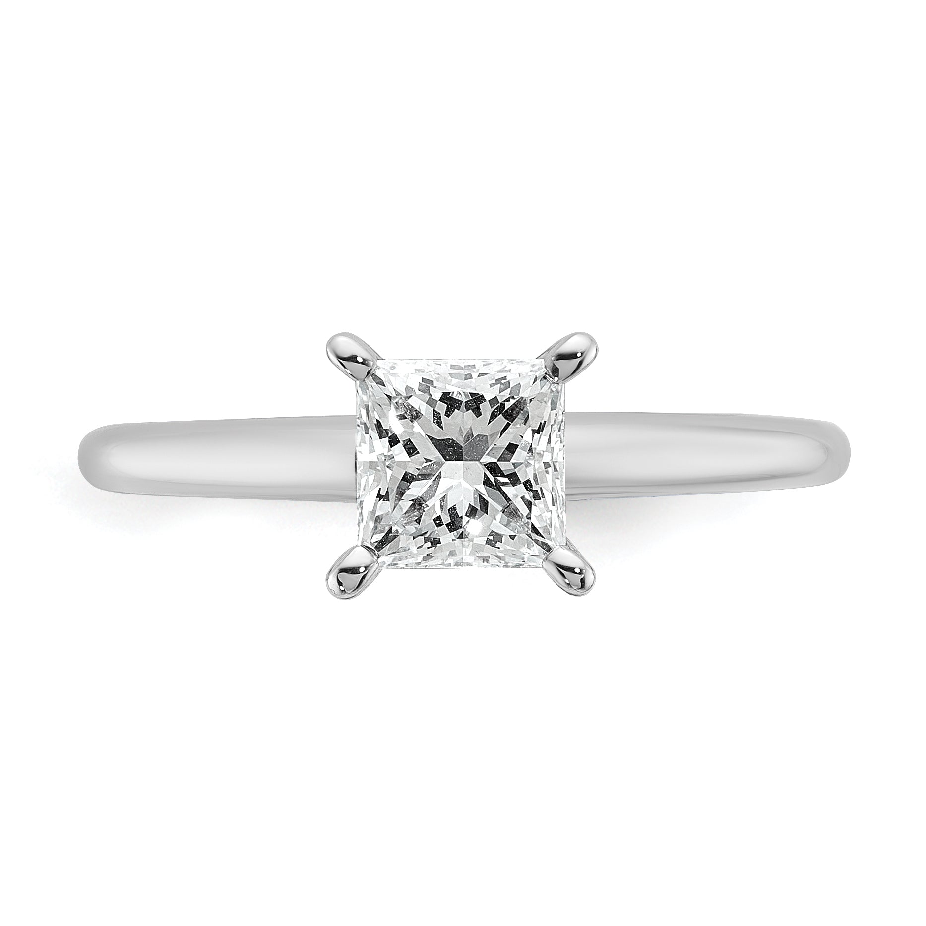14k White Gold 1 carat Certified Lab Grown Diamond VS+ F+ Princess Complete Solitare Engagement Ring