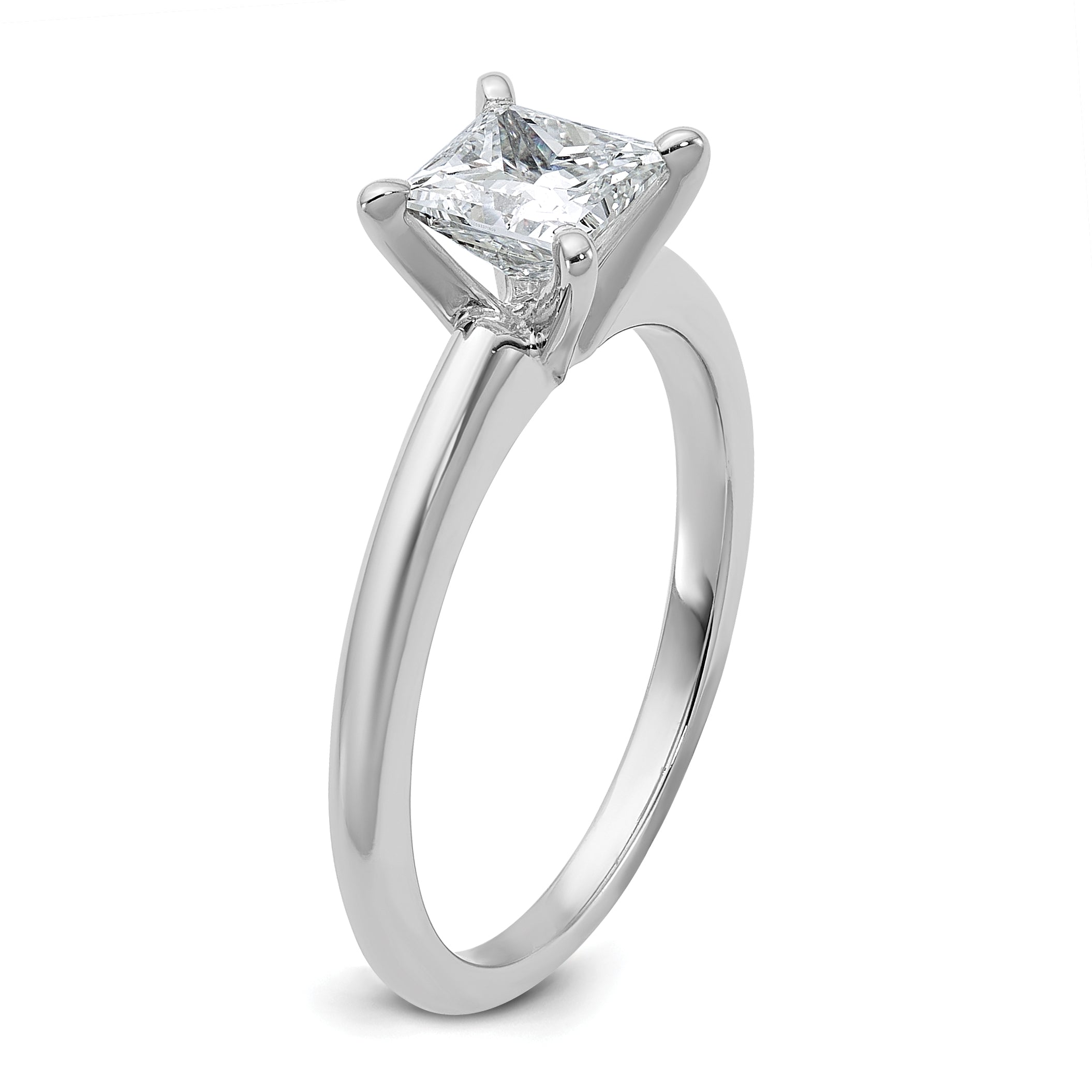 14k White Gold 1 carat Certified Lab Grown Diamond VS/SI+ G+ Princess Complete Solitare Engagement Ring