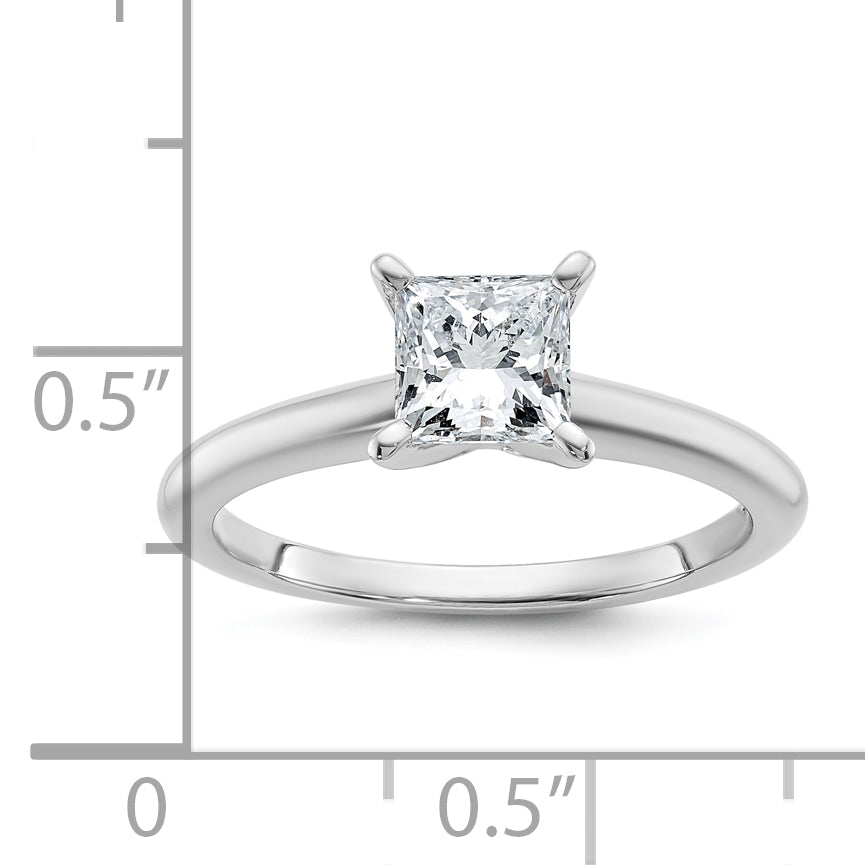 14k White Gold 1 carat Lab Grown Diamond VS+ F+ Princess Complete Solitare Engagement Ring