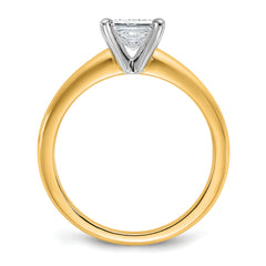 14k Two-tone 1 carat Certified Lab Grown Diamond VS+ F+ Princess Complete Solitare Engagement Ring