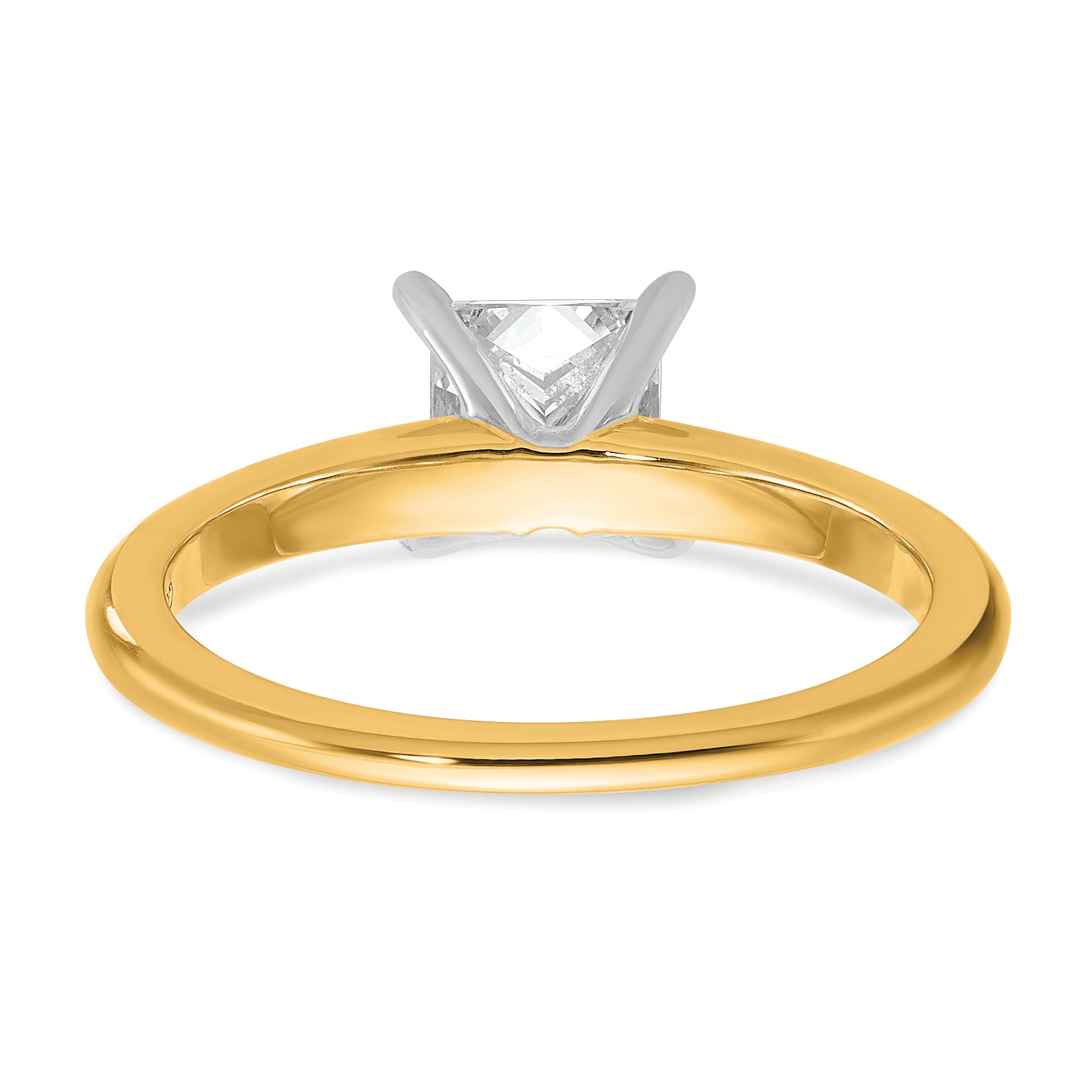 14k Two-tone 1 carat Certified Lab Grown Diamond VS+ F+ Princess Complete Solitare Engagement Ring