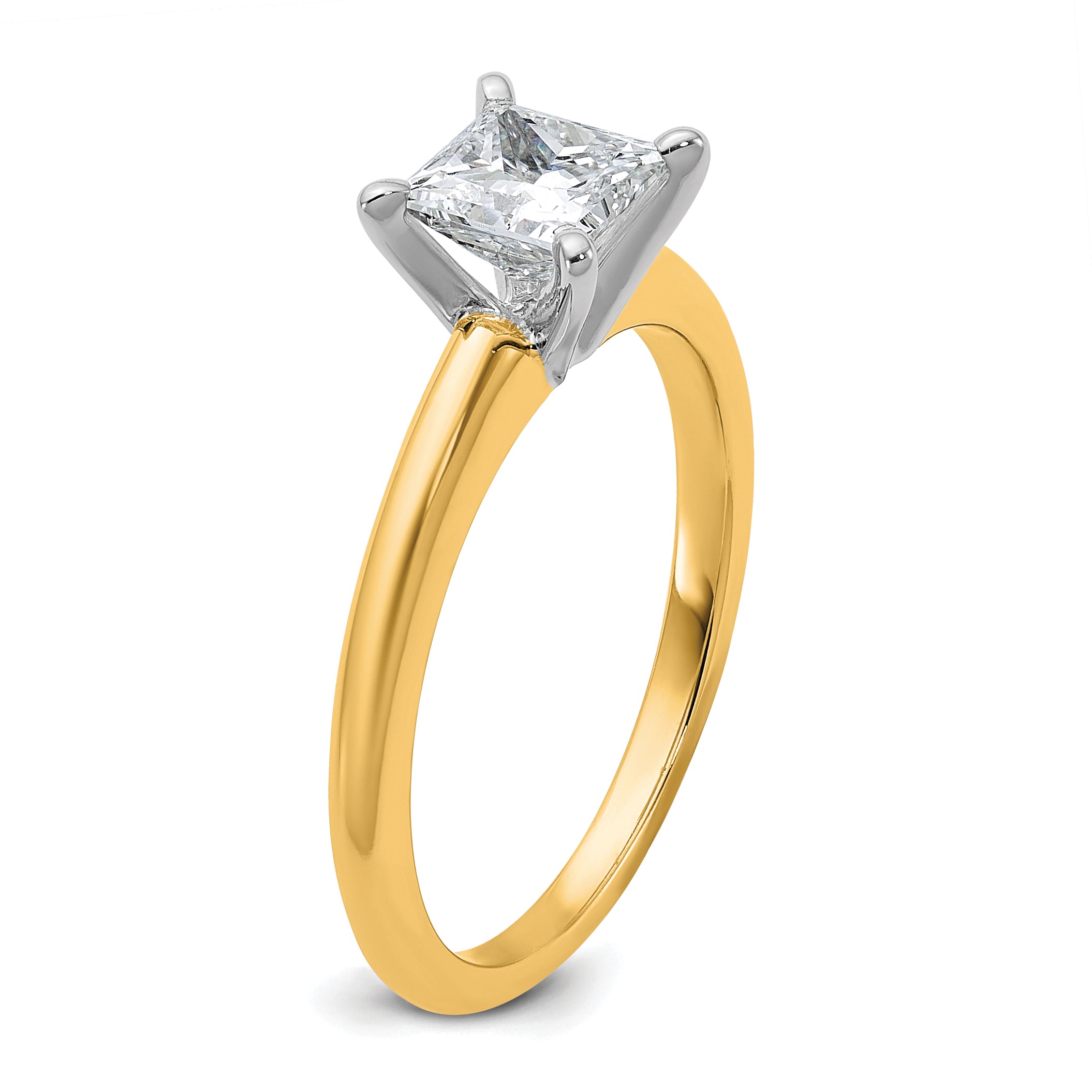 14k Two-tone 1 carat Lab Grown Diamond VS+ F+ Princess Complete Solitare Engagement Ring