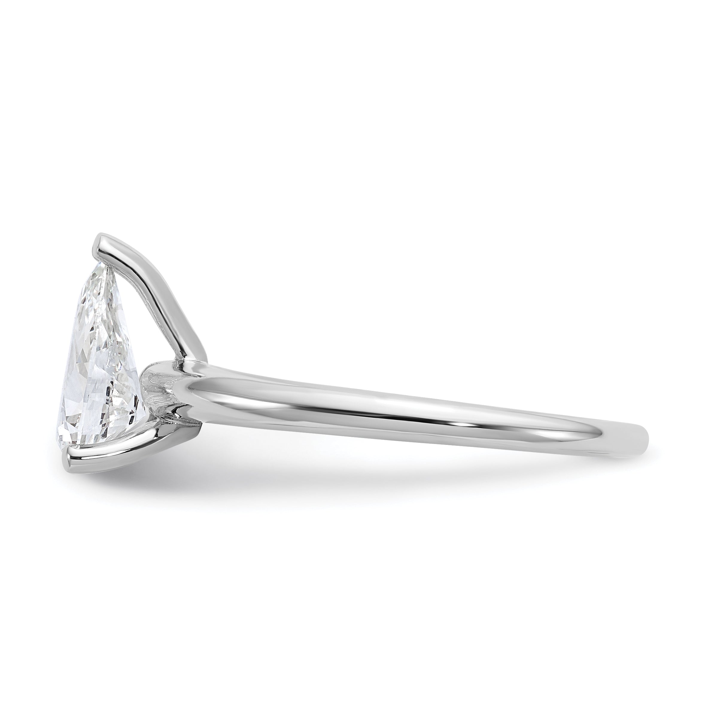 14k White Gold 1 carat Lab Grown Diamond VS+ F+ Pear Solitare Complete Engagement Ring