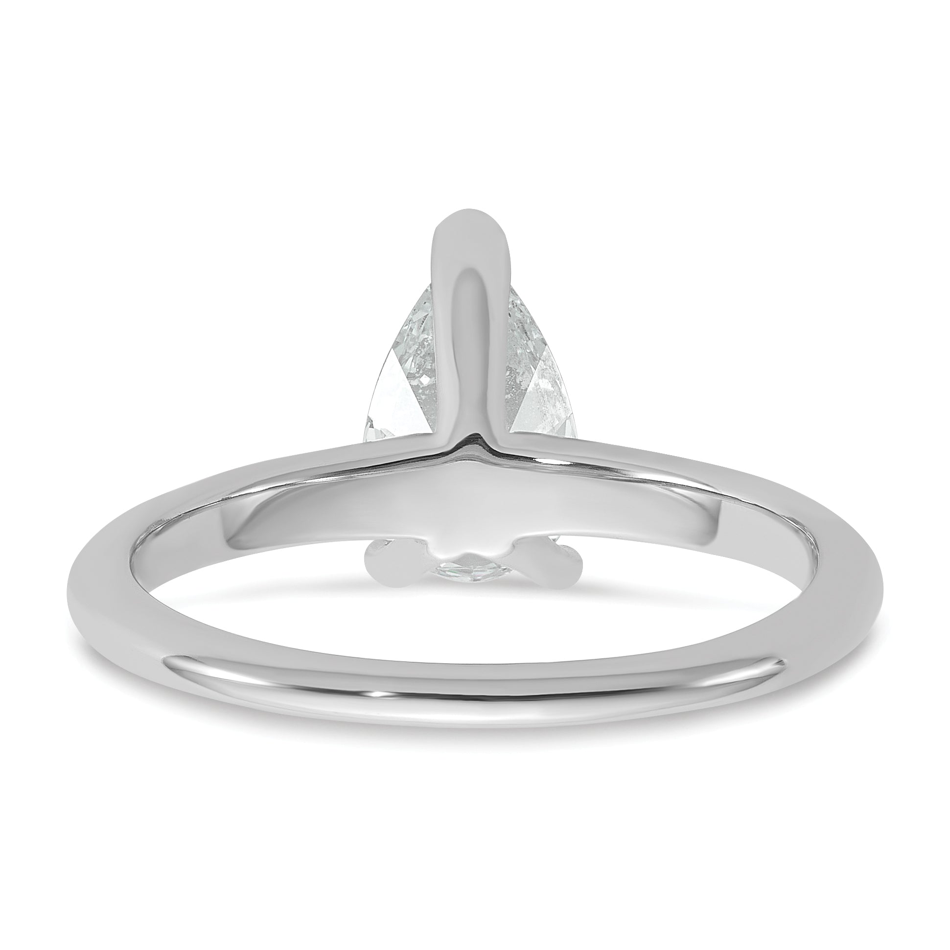 14k White Gold 1 carat Lab Grown Diamond VS+ F+ Pear Solitare Complete Engagement Ring