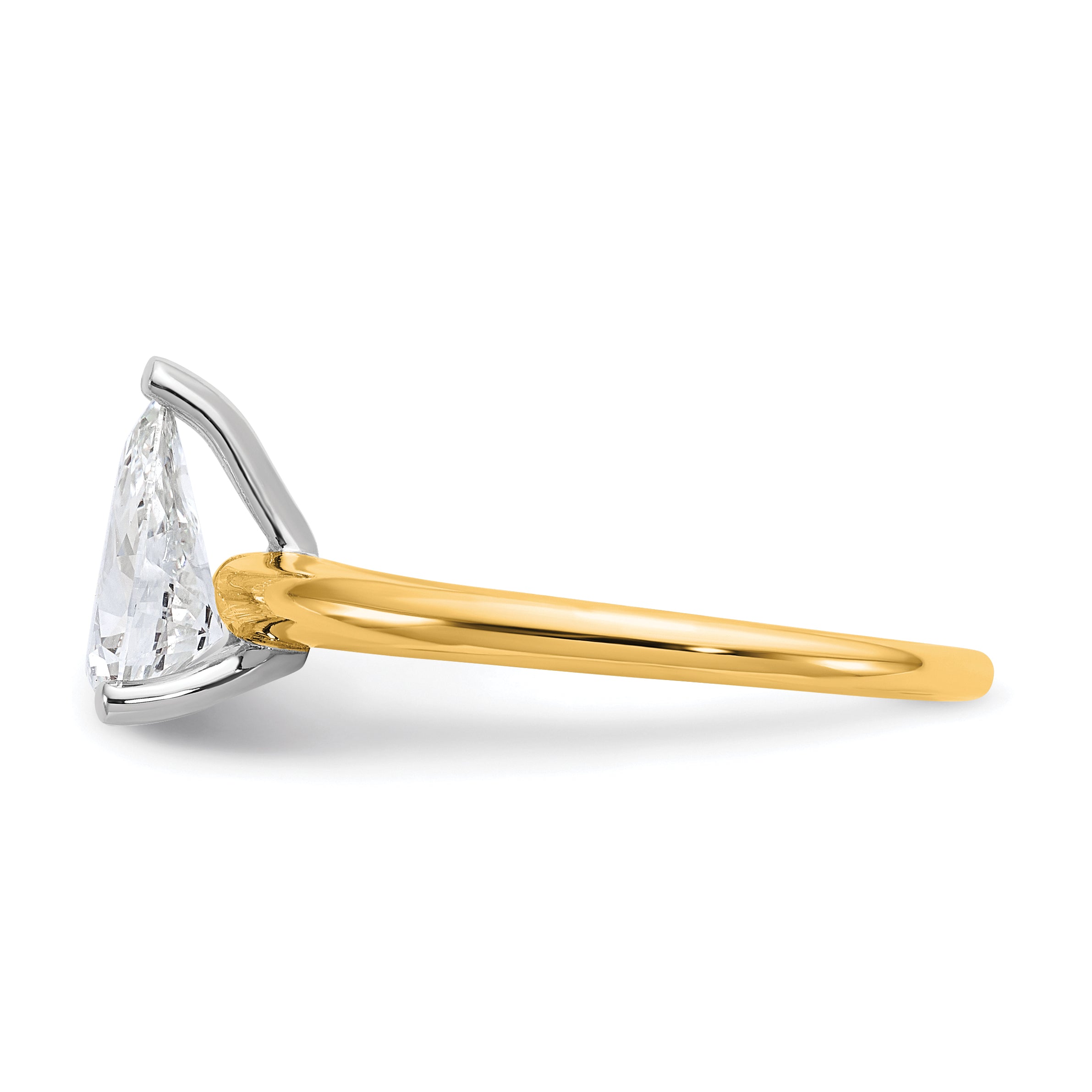 14k Two-tone 1 carat Lab Grown Diamond VS+ F+ Pear Solitare Complete Engagement Ring