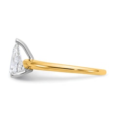 14k Two-tone 1 carat Certified Lab Grown Diamond VS/SI+ G+ Pear Solitare Complete Engagement Ring