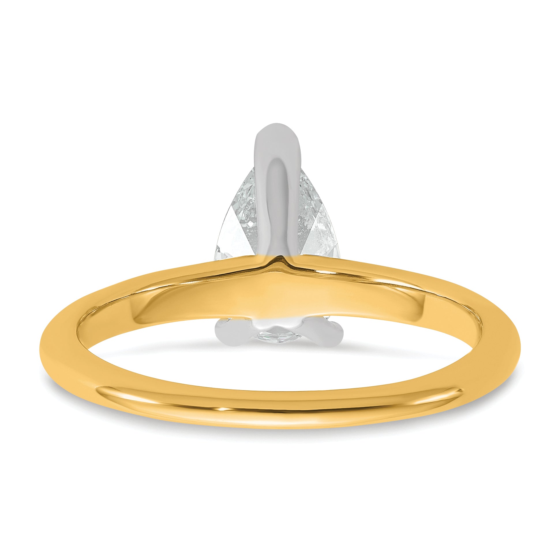 14k Two-tone 1 carat Lab Grown Diamond VS+ F+ Pear Solitare Complete Engagement Ring
