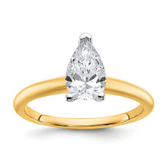 14k Two-tone 1 carat Certified Lab Grown Diamond VS/SI+ G+ Pear Solitare Complete Engagement Ring