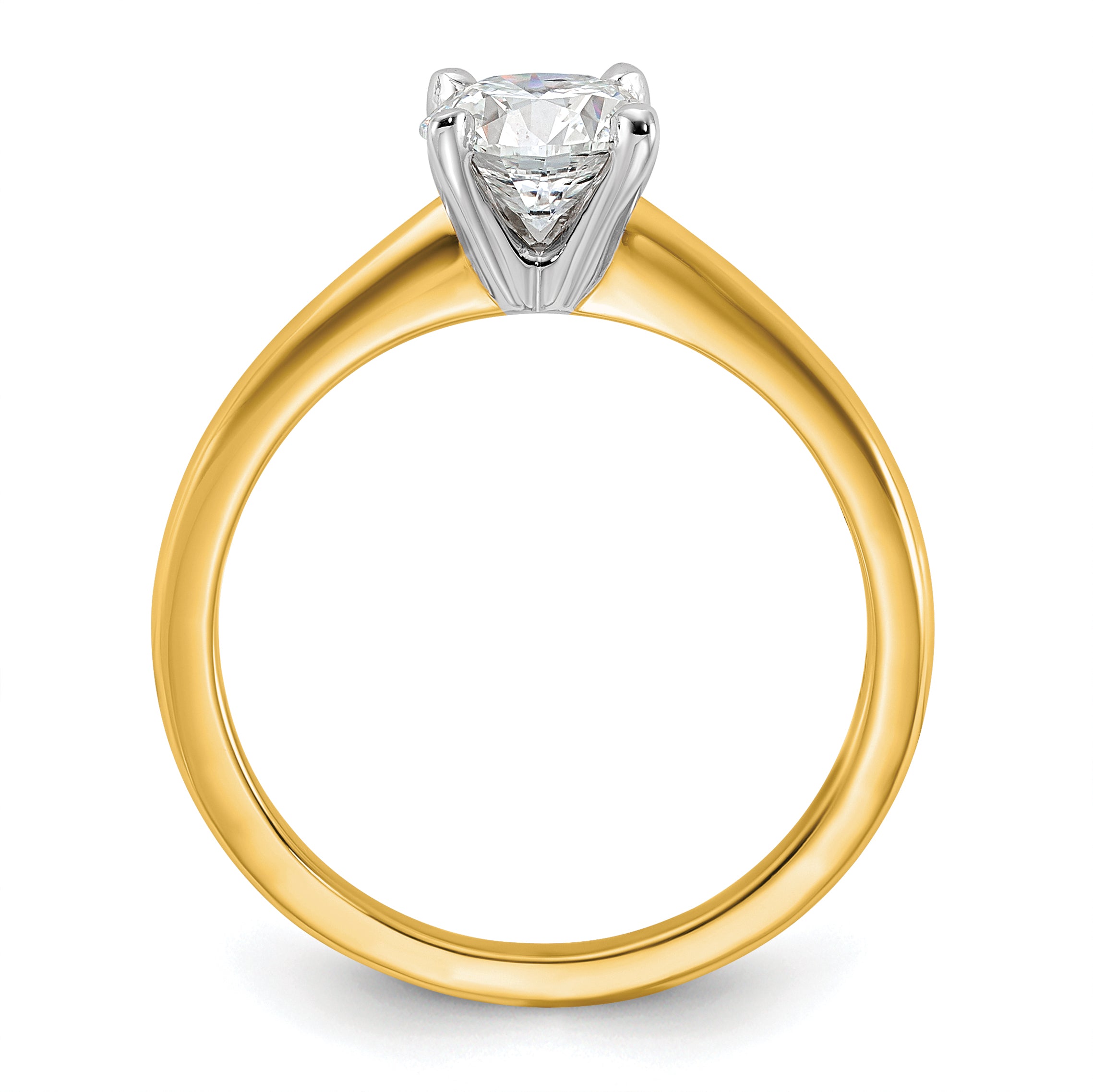 14k Two-Tone 1 carat Lab Grown Diamond VS+ F+ Round Complete Solitaire Engagement Ring